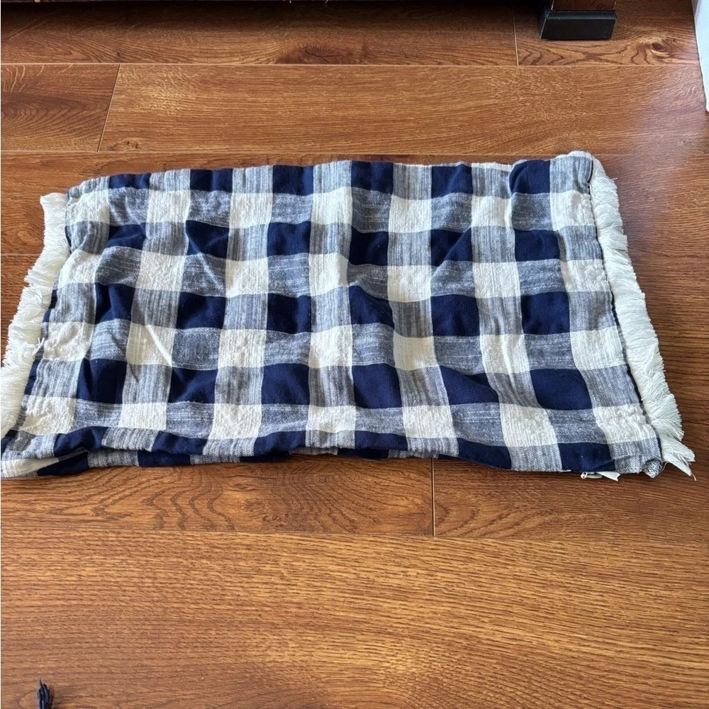 Plaid Accent Pillow Cover - Blue and White